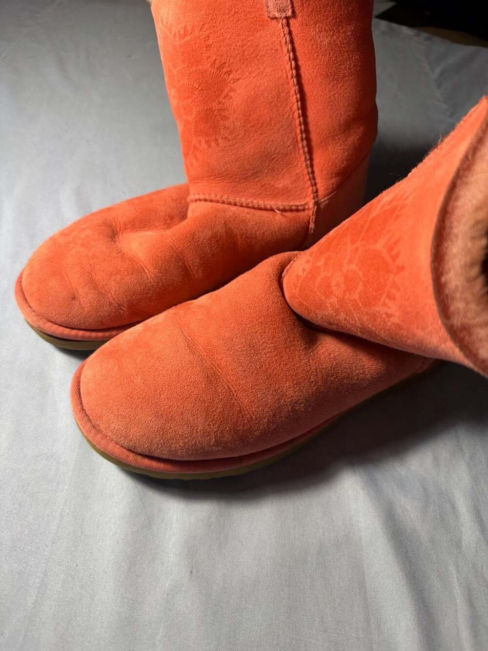 Ugg Bailey Button Boots Orange Suede Sheepskin